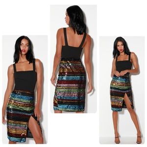 NEW Multi Sequin Stripe Pencil Skirt Size Small